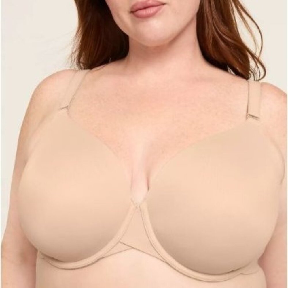Cacique 46C Totally Smooth Bra Beige Nude Lightly Lined Full Coverage